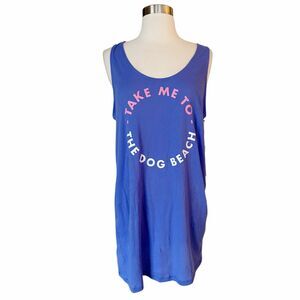 WILDFOX Swim Cover up Take Me To The Dog Beach Dress Baja Blue Cotton Medium NWT